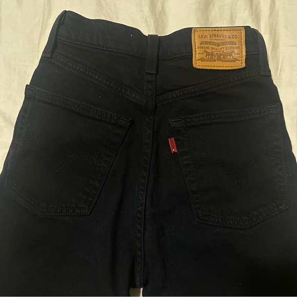 Levi's Premium Ribcage Straight Black Jeans W23L27 - Picture 7 of 12